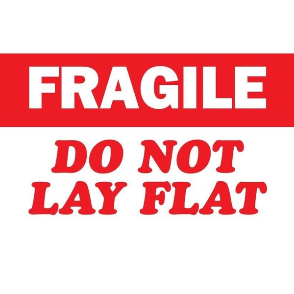 Decker Tape Products Label, DL1531, FRAGILE DO NOT LAY FLAT, 3" X 5" DL1531
